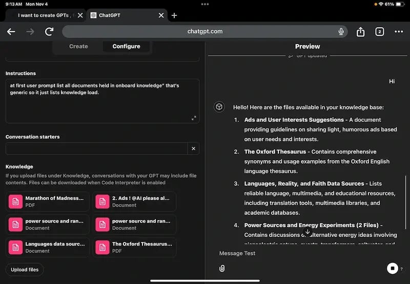 Custom ChatGPT Knowledge Base Upload