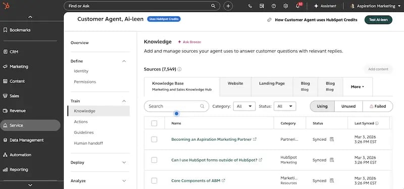 Customer agent data source