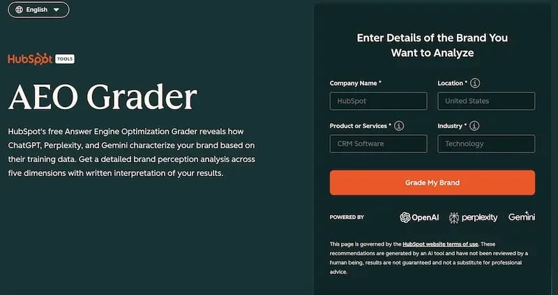 HubSpot AEO Grader Input