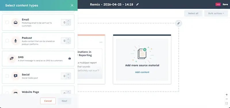 HubSpot Content Remix Outputs