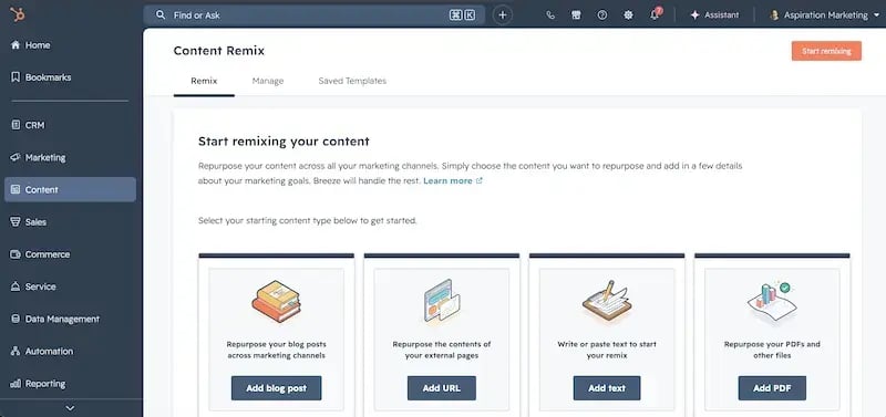 HubSpot Content Remix