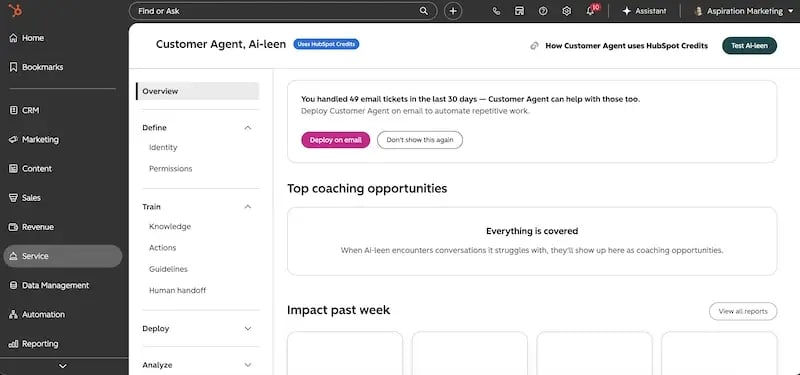 Hubspot Customer Agent Set up