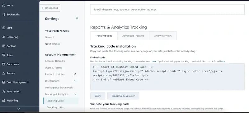 Hubspot Tracking Code
