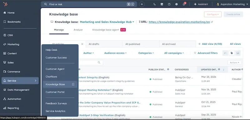 HubSpot Knowledge Base Export 