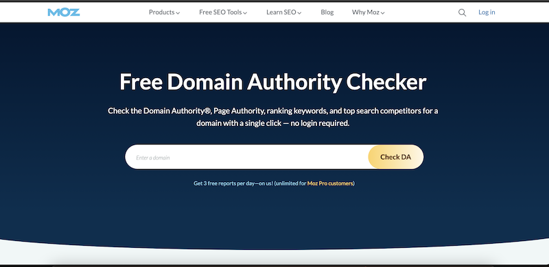 Moz Domain Authority Checker