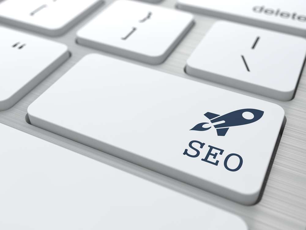 SEO. Button on modern computer keyboard. Internet concept. 3d rendering.