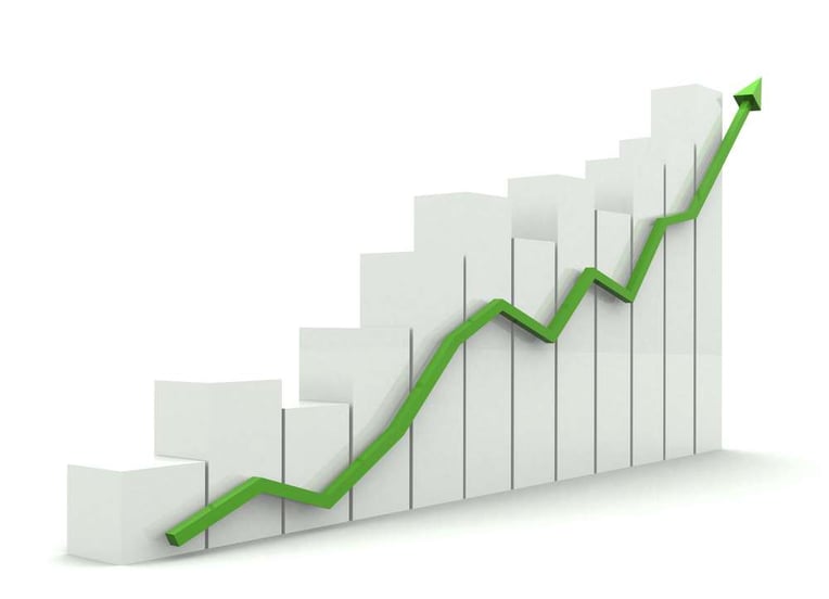 business growth and success chart - isolated over a white background