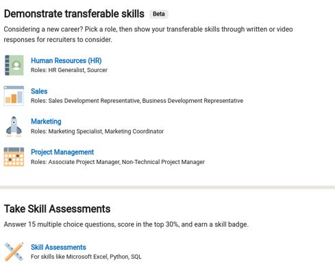 Take LinkedIn Skills Assessments