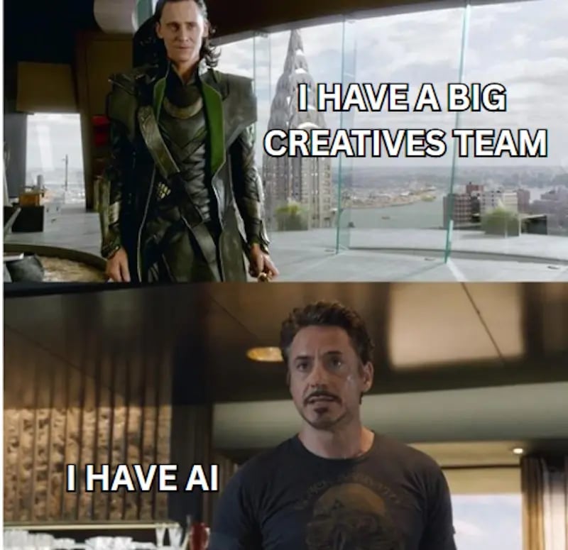 Meme about replacing Creatives with AI