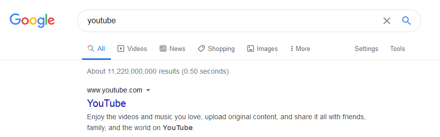 YouTube's meta description addressing the user directly in search results.
