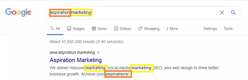 Example of a meta description with search query keywords highlighted in bold.
