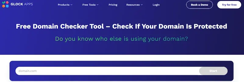 Der Domain Checker von GlockApps mit einem Eingabefeld für den Domainnamen