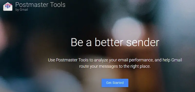 Startseite der Google Postmaster Tools mit der Schaltfläche 'Get Started'