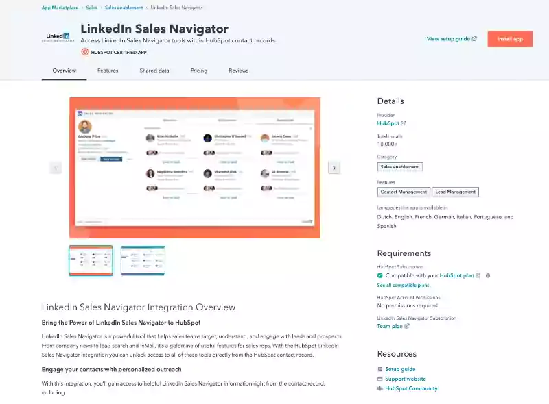 Screenshot der LinkedIn Sales Navigator Integration innerhalb eines HubSpot-Kontaktdatensatzes.