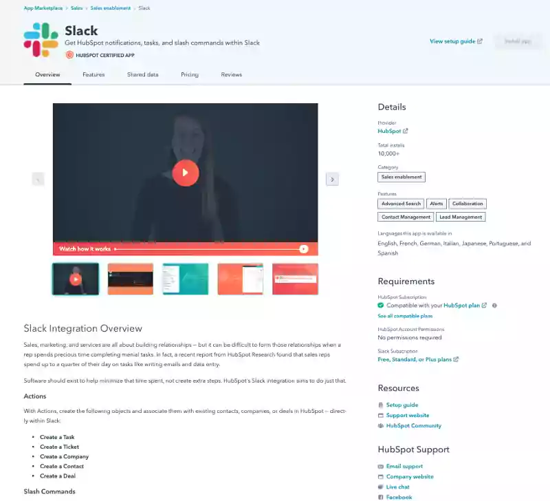 Beispiel einer HubSpot-Slack-Integration, die über eine neue Interaktion mit einem Zielkonto informiert.