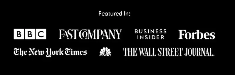 Sezione 'Featured In' sulla homepage di Skillshare che mostra i loghi di media autorevoli come BBC e Forbes.