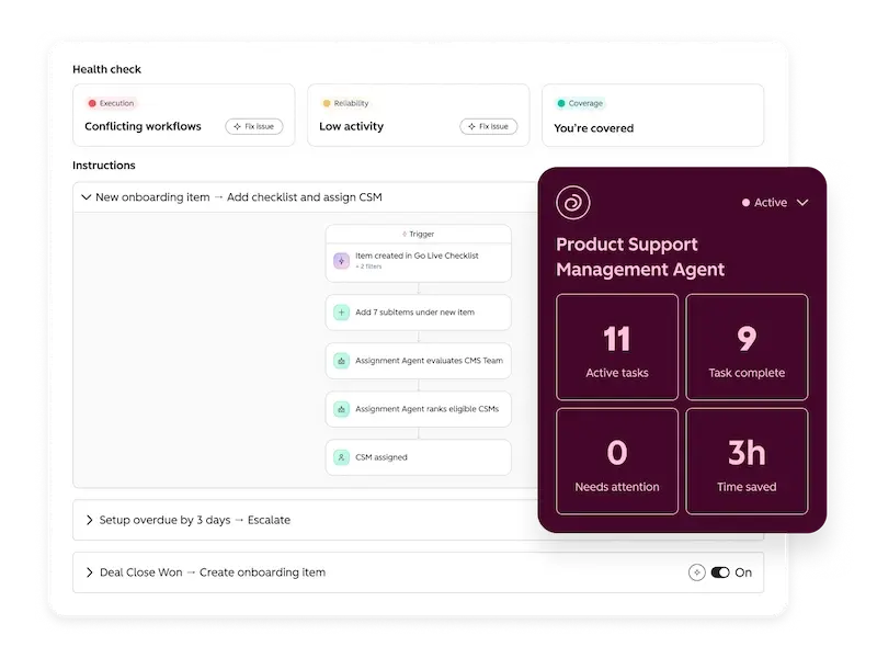 Ansicht eines Projekts in HubSpot Work, das Aufgaben, Dokumente und Teamzusammenarbeit integriert.