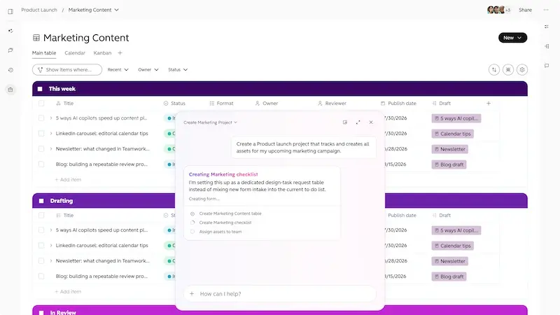 Screenshot von HubSpot Work, der die Omnibar zur schnellen Aufgabenerstellung direkt im CRM zeigt.
