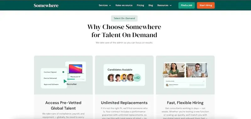 Beispiel für eine wertorientierte B2B-Landingpage von Somewhere.com