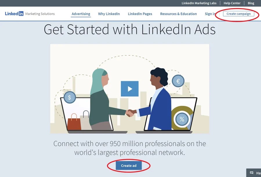 Anleitung zum Erstellen einer LinkedIn-Anzeigenkampagne im LinkedIn Kampagnen-Manager-Interface.